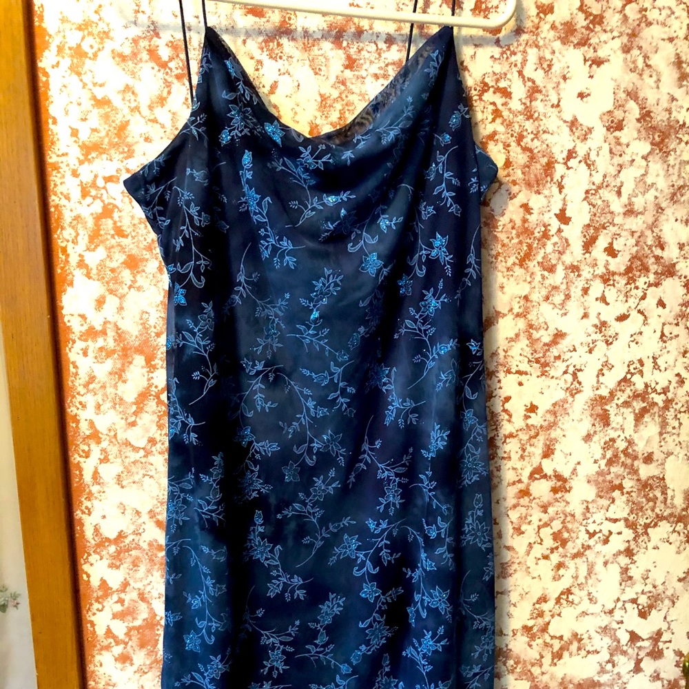 Dress, Spaghetti Straps, High Low, Dark Light Blue